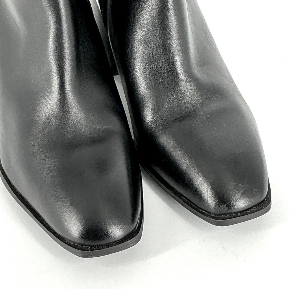 Nordstrom Size 8.5 Black Leather Square Toe Block Heel Ankle Boot NEW Vanna $140 - Picture 2 of 14